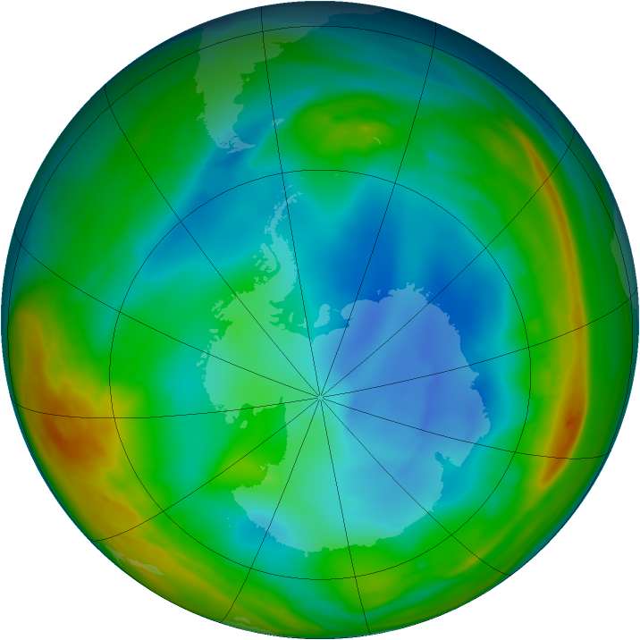 Antarctic ozone map for 10 July 2007